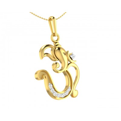 Creative Aum Ganesh Pendant in Gold and diamonds